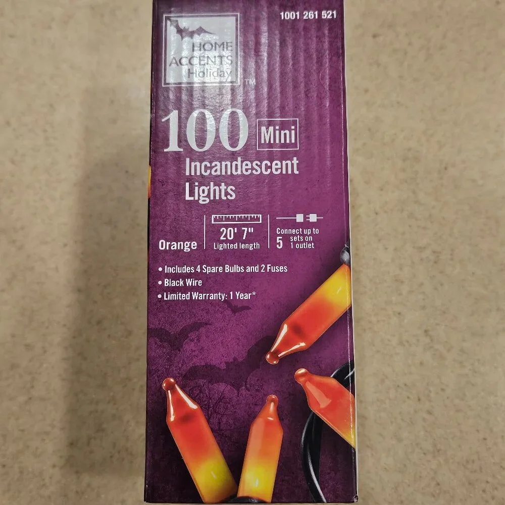RARE HOME ACCENTS HOLIDAY 100 MINI ORANGE INCANDESCENT HALLOWEEN LIGHTS